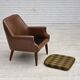 1970s, Danish armchair, artificial leather, teak wood legs.