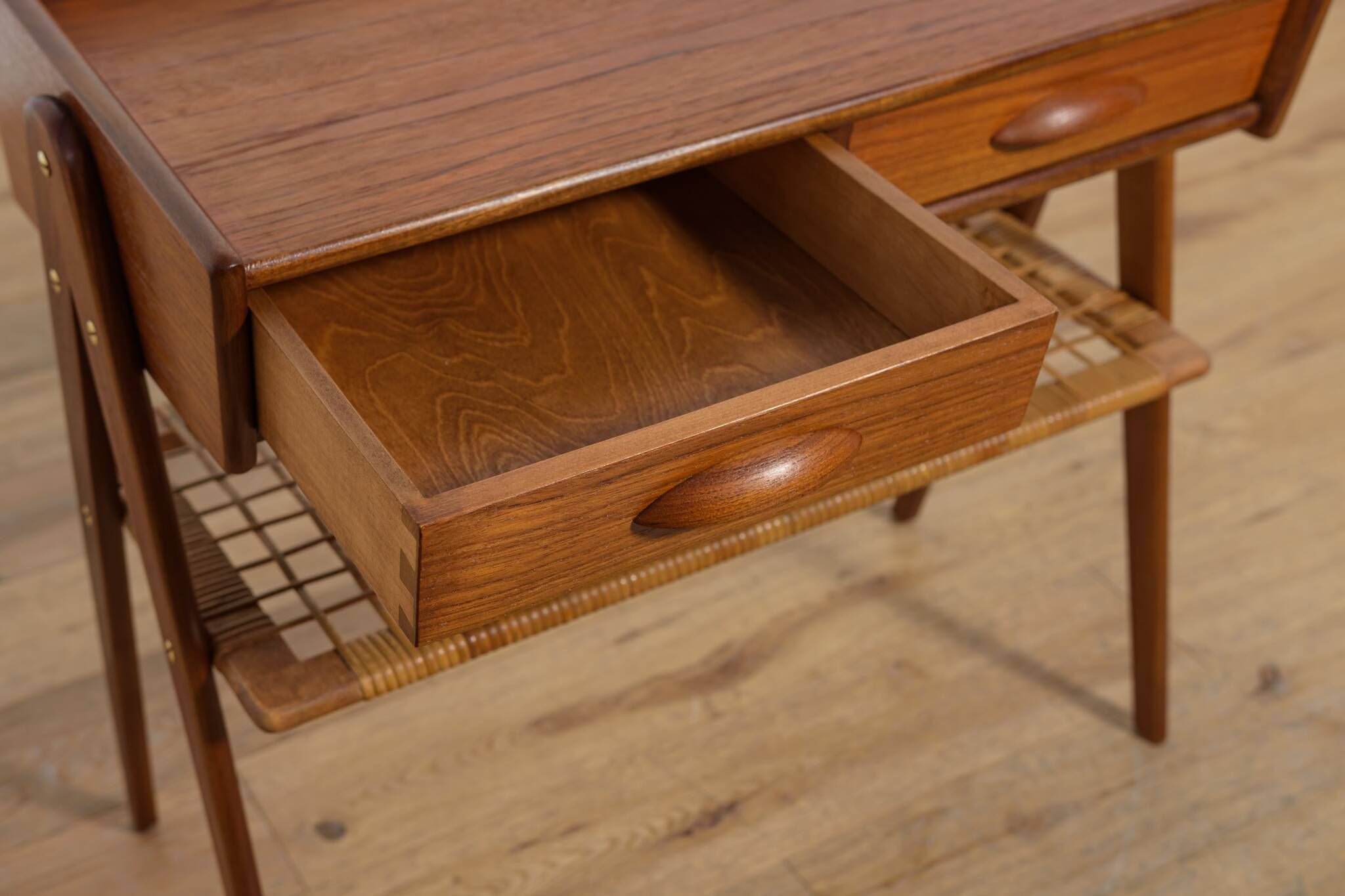 Mid Century Teak and Rattan Console Table by Søren Rasmussen, United Knigdo