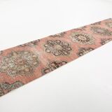 3x13 Pale Red Vintage Runner Rug, 85x388Cm