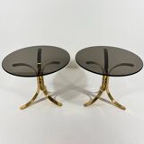 Brass & smoked glass side tables 1960’s