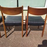 Ensemble de 4 chaises scandinaves teck cuir noire