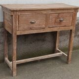 Deep console in old wood with two drawers