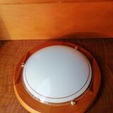 ROUND CEILING LAMP WOOD AND GLASS