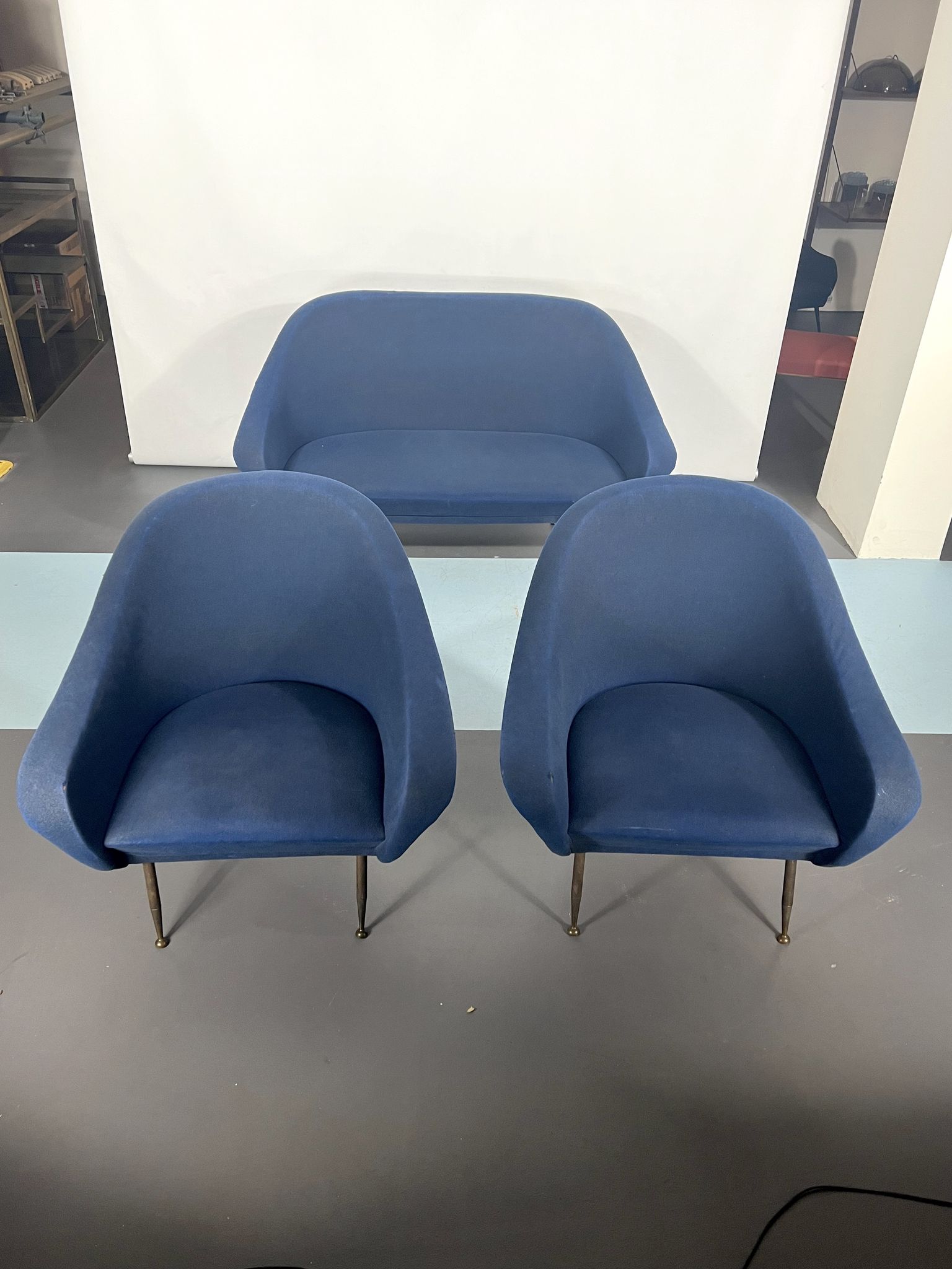Mid-century modern loveseat and armchairs 50s