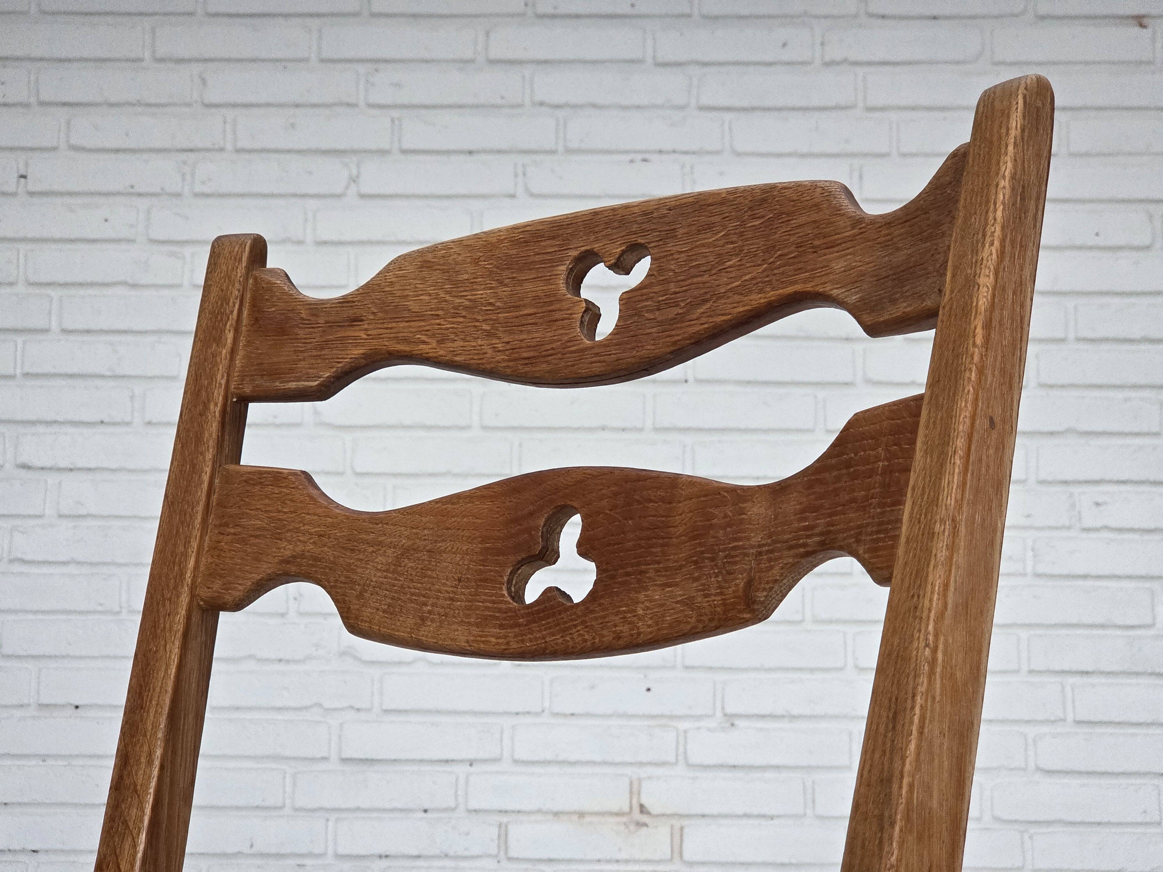 1960s, set of 4 pcs Danish dining chairs, furniture wool, solid oak wood.