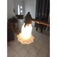 Brass floor lamp with glass shade