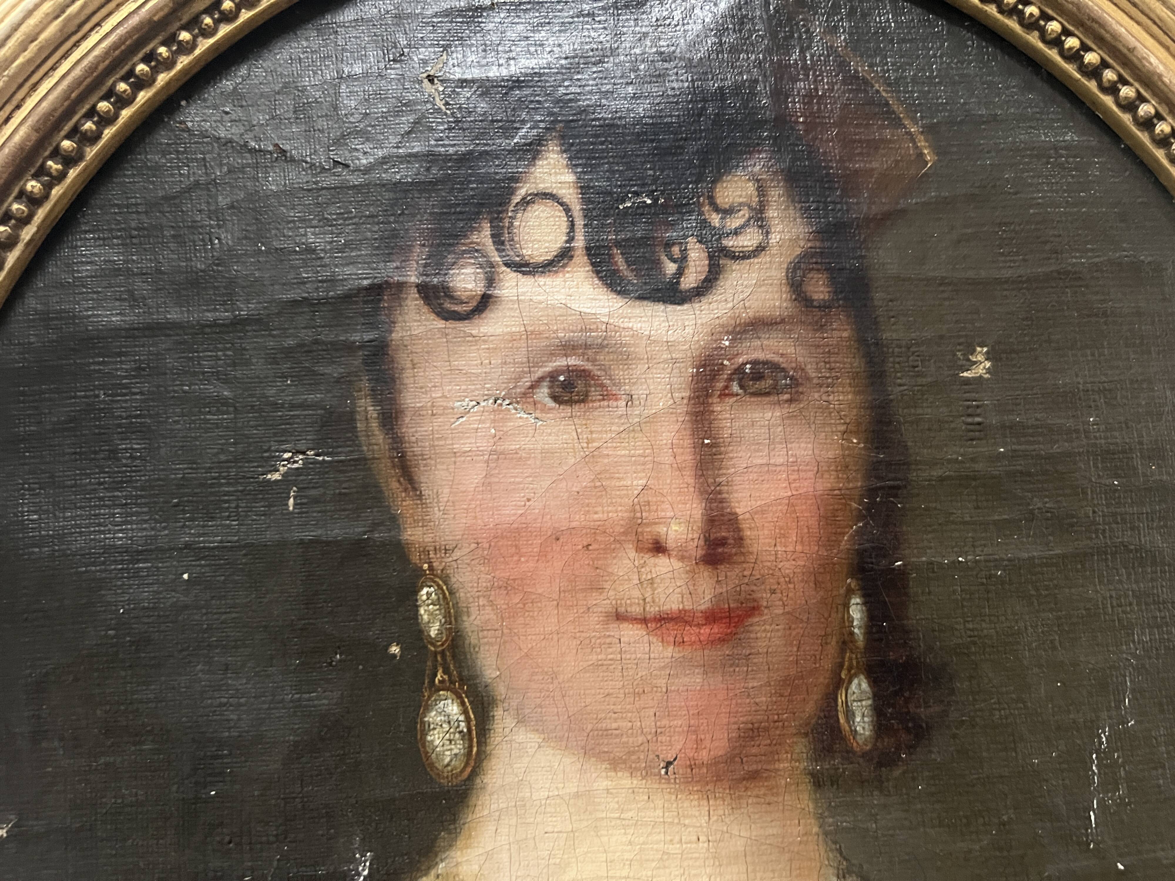 Oil on canvas "Bust of a Woman" 19th century