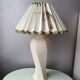 Vintage ceramic table lamp with pleated lampshade 1980