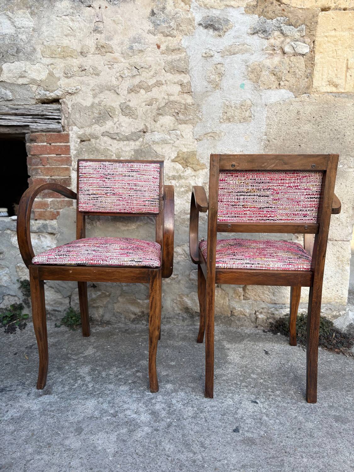 Pair of 1960s bridge chairs in Nobilis fabric