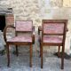 Pair of 1960s bridge chairs in Nobilis fabric