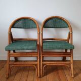 Pair of folding rattan bistro chairs
