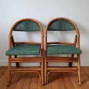 Paire de chaises de bistrot pliantes en rotin