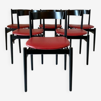 Ensemble de six chaises de salle à manger modernes italiennes, Gianfranco Frattini pour Cassina, Italie, années 1960