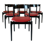 Italian Modern Dining Chairs Set of Six, Gianfranco Frattini for Cassina, Italy 1960 's