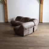Patate modular sofa in original light brown leather, Airborne France 1970s