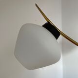 Vintage chandelier 3 fires in brass and opaline, circa 1960