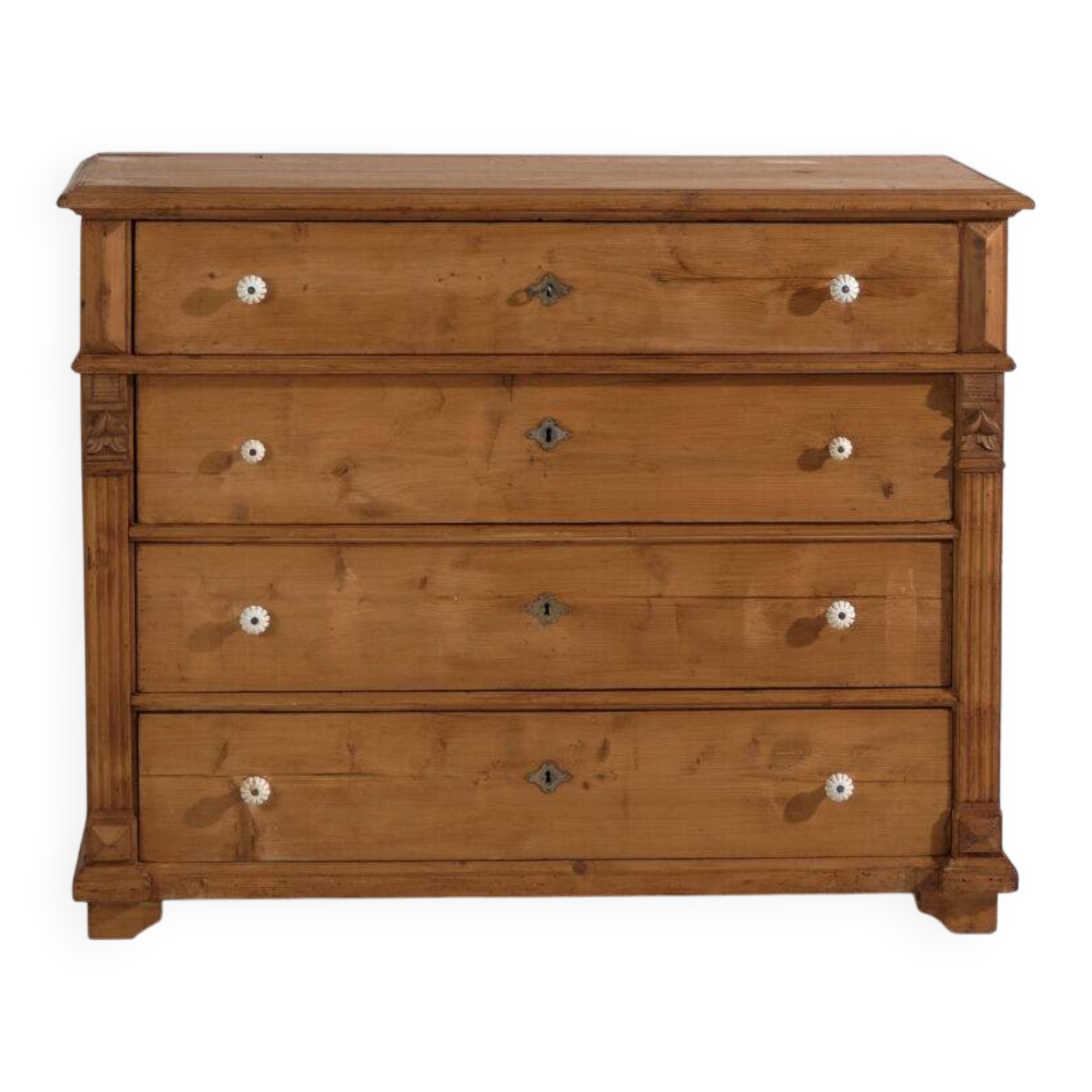 Antique solid pine chest of drawers – European rustic chest of drawers – circa 1900