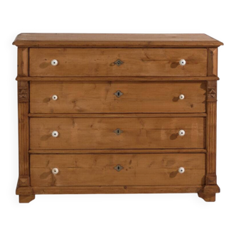 Antique solid pine chest of drawers – European rustic chest of drawers – circa 1900