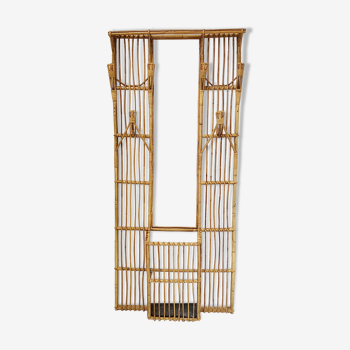 Rattan cloakroom coat rack 1950