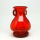 Mid-century modern vase, red glass, designed by J. Słuczan-Orkusz, Poland, 1970s