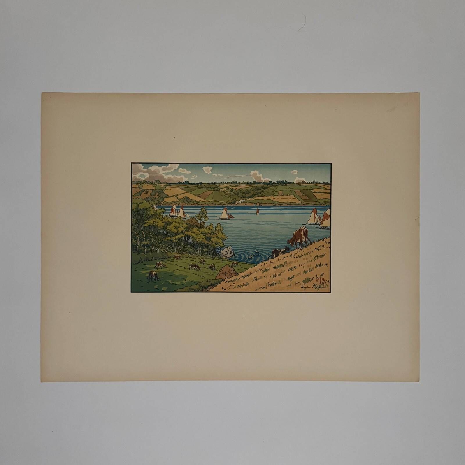 Lithographie par Henri Rivière Le Trieux à Kermarie
