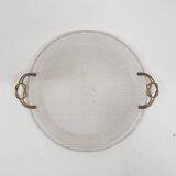 White metal perforated serving plate, attrb. to Matthieu Mategot, 1960's