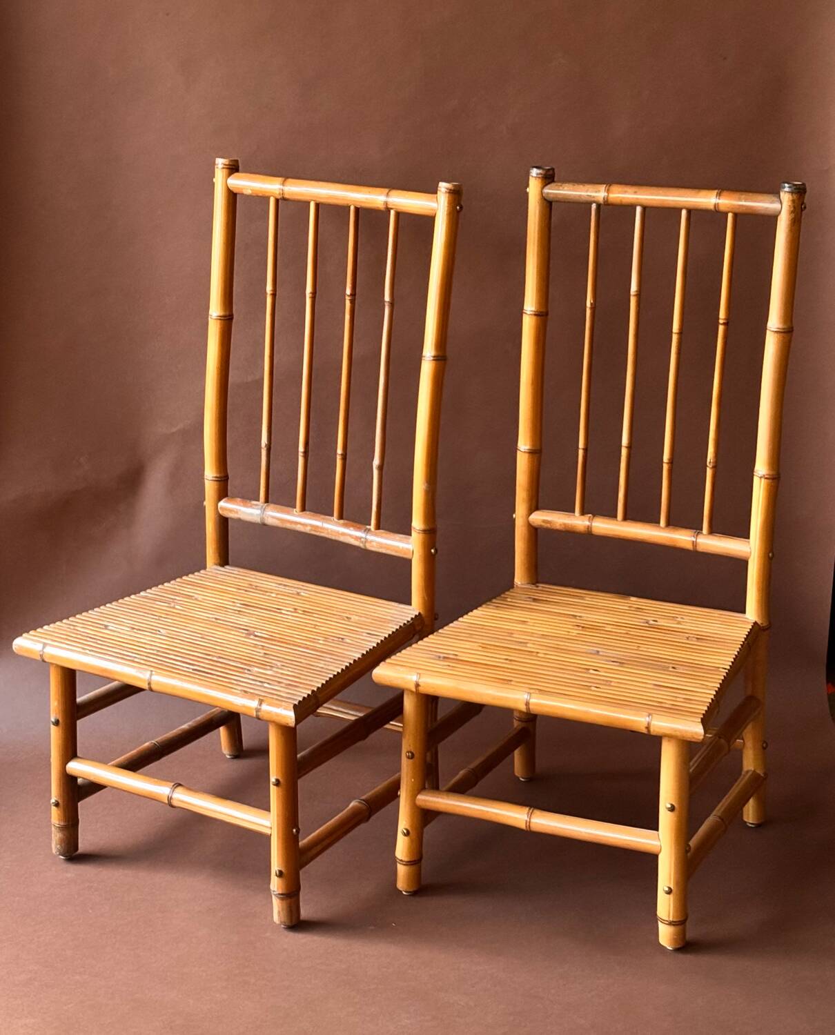 Vintage bamboo low chairs