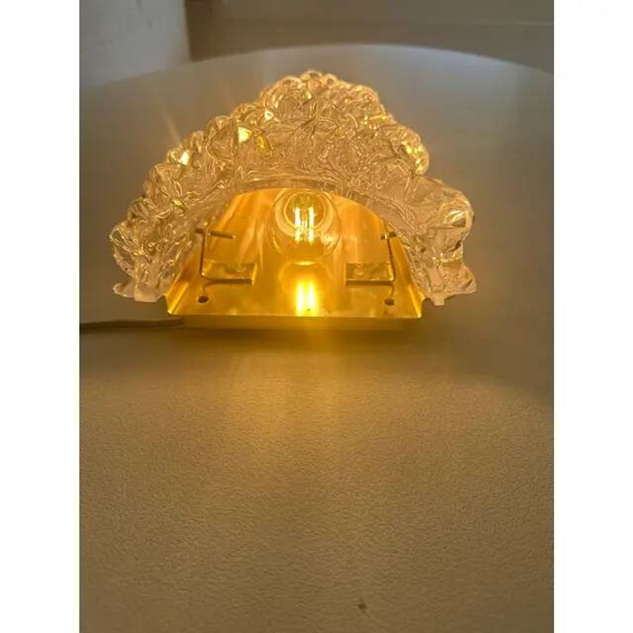 A Pair Barovier Art Deco Rostrato Clear Italian Murano Glass Wall Sconces