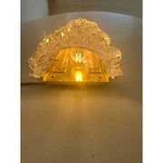 A Pair Barovier Art Deco Rostrato Clear Italian Murano Glass Wall Sconces