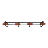 Modernist wall-mounted coat rack in metal and wood, 60s design