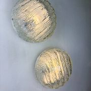 Pair of frozen glass round sconces, Germany, 1960s