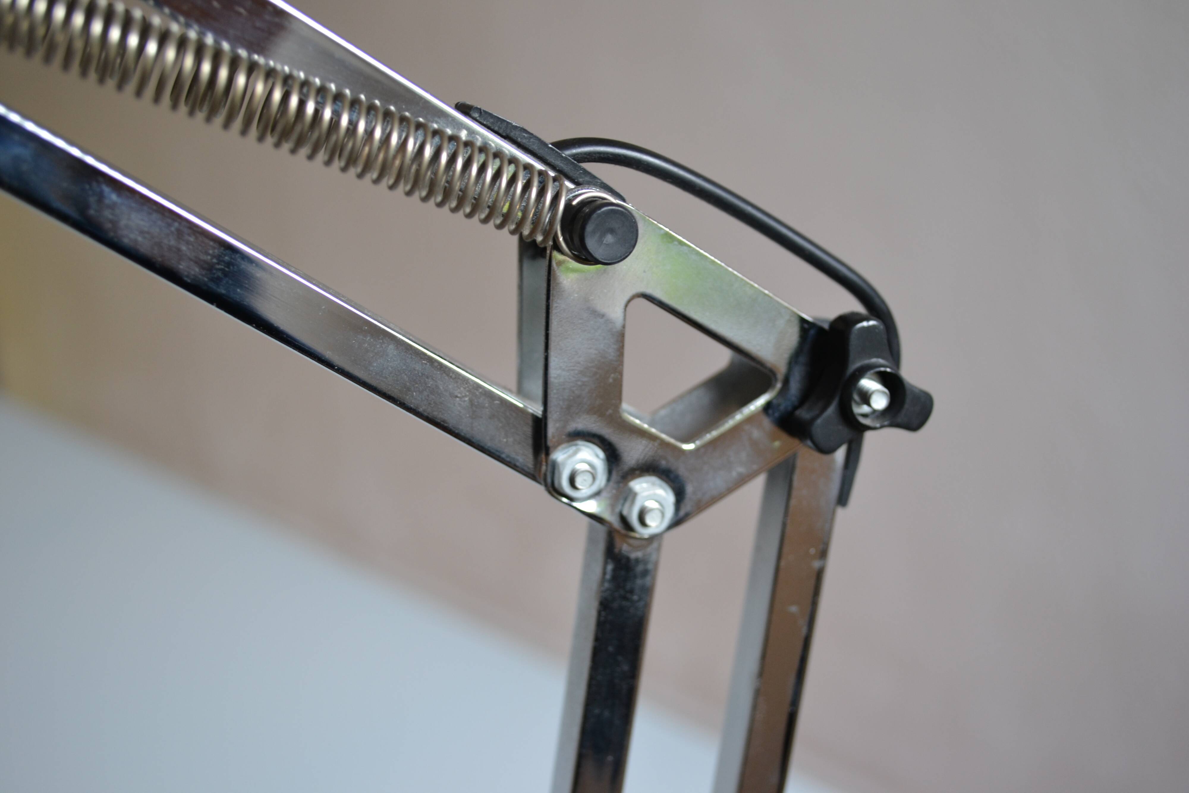 Articulated architect lamp with vintage clip, 90s, chrome metal