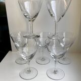 Set of 7 engraved wine glasses star model 50s