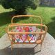 Vintage bamboo and rattan magazine holder 1960