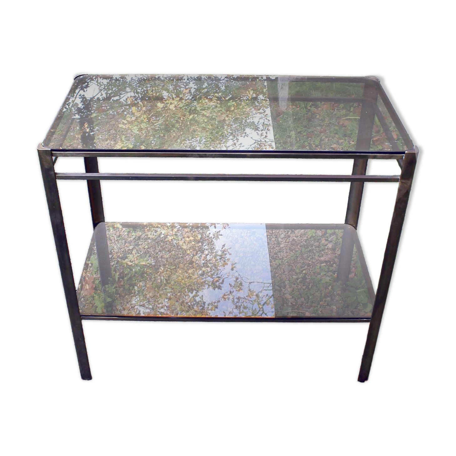Vintage smoked glass console table from the 1970s