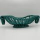 Vintage fruit basket in green enamelled woven earthenware