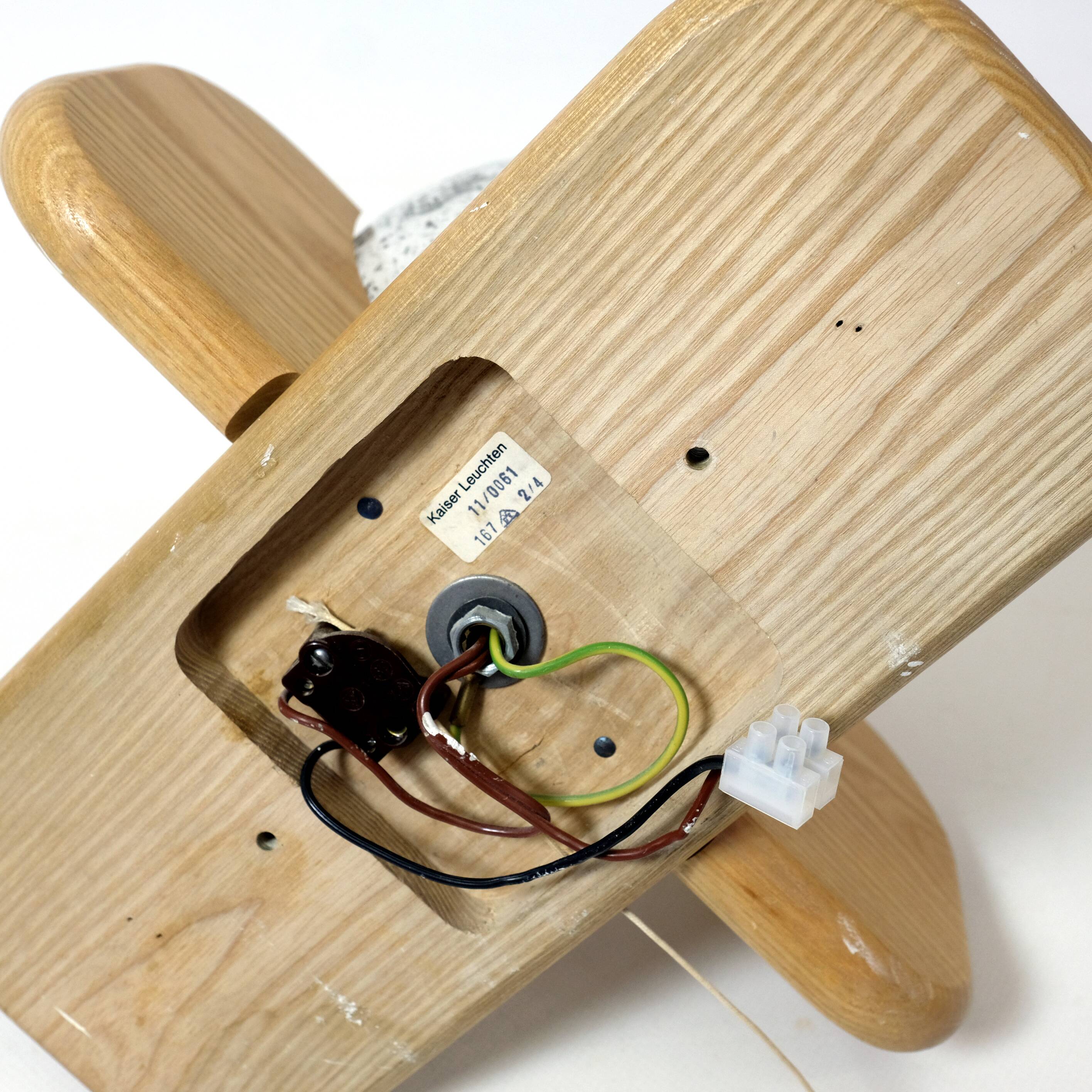 Kaiser Leuchten, wood and glass wall lamp from the 70s.