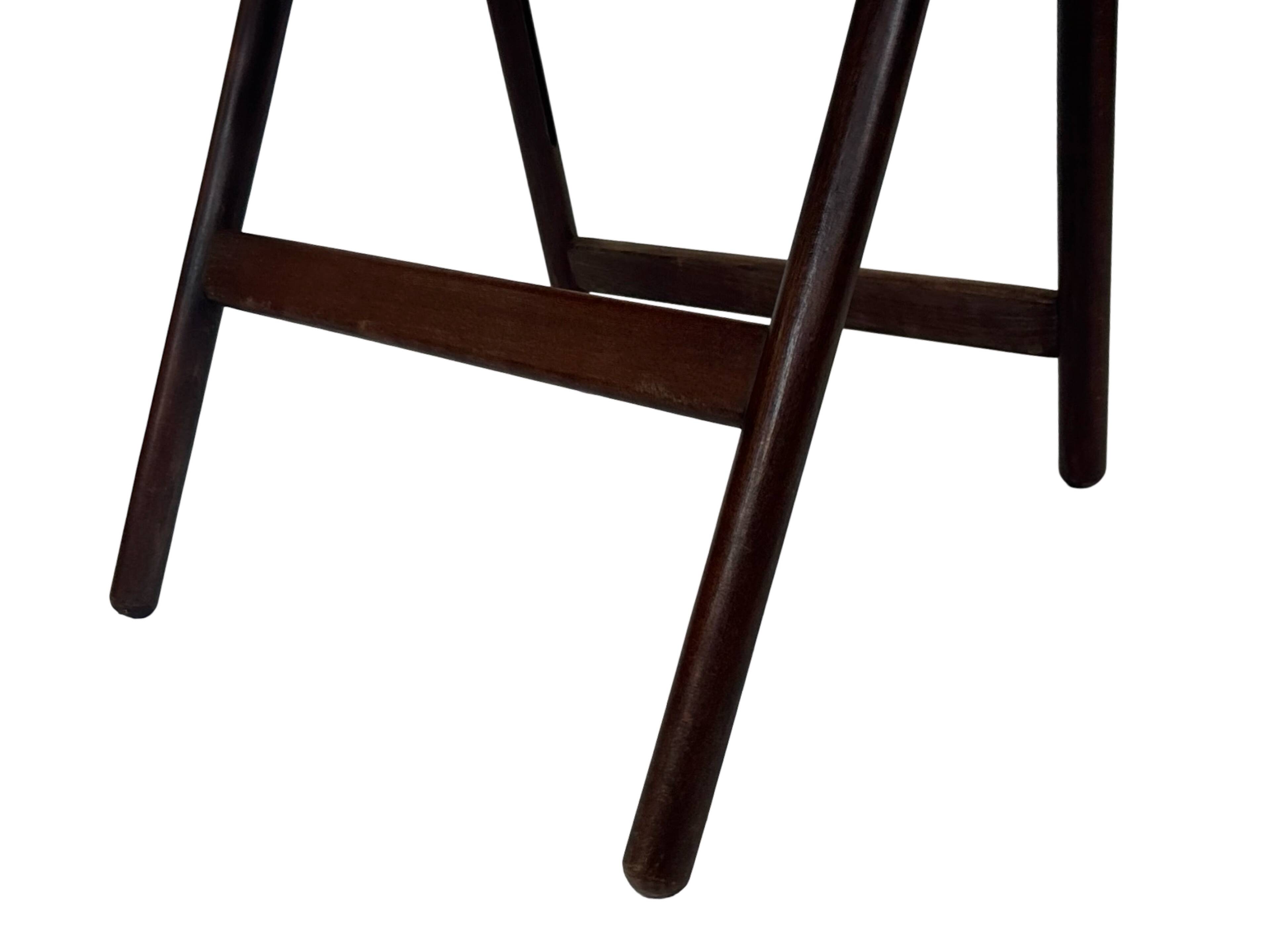 Vintage wooden folding chair with webbing seat 60s minimalist design