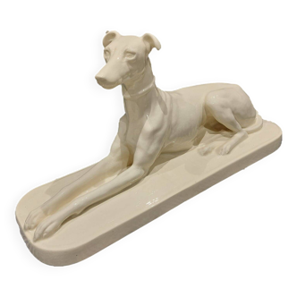Lying greyhound, cracked ceramic
