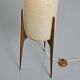 Lampadaire « Rocket » en bois, laiton et fibres, vers 1960