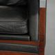 Black cow leather armchair in Art Deco design