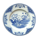 Gien art nouveau plate, blue décor, rooster, chicken and chicks