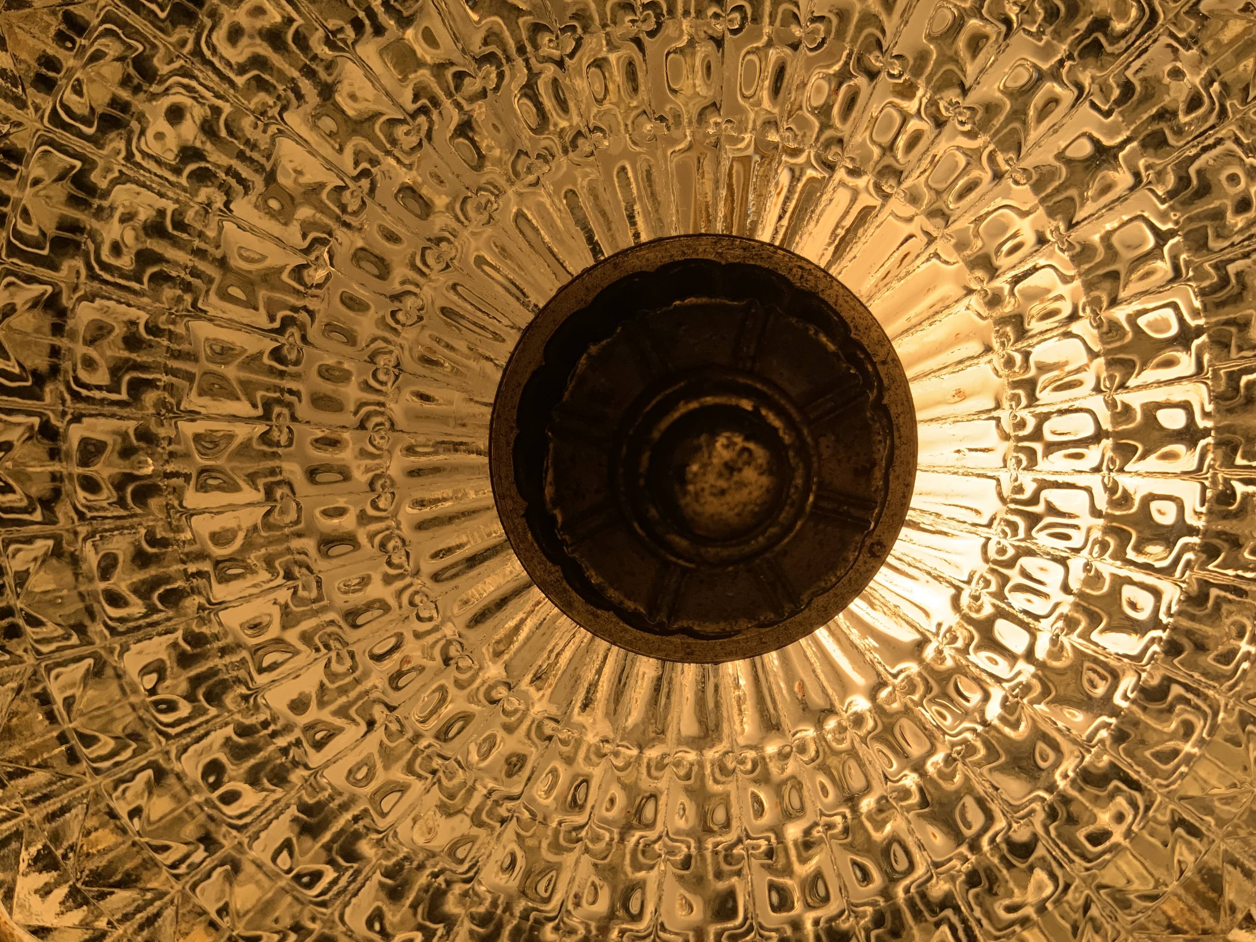 Glass and brass ceiling lamp