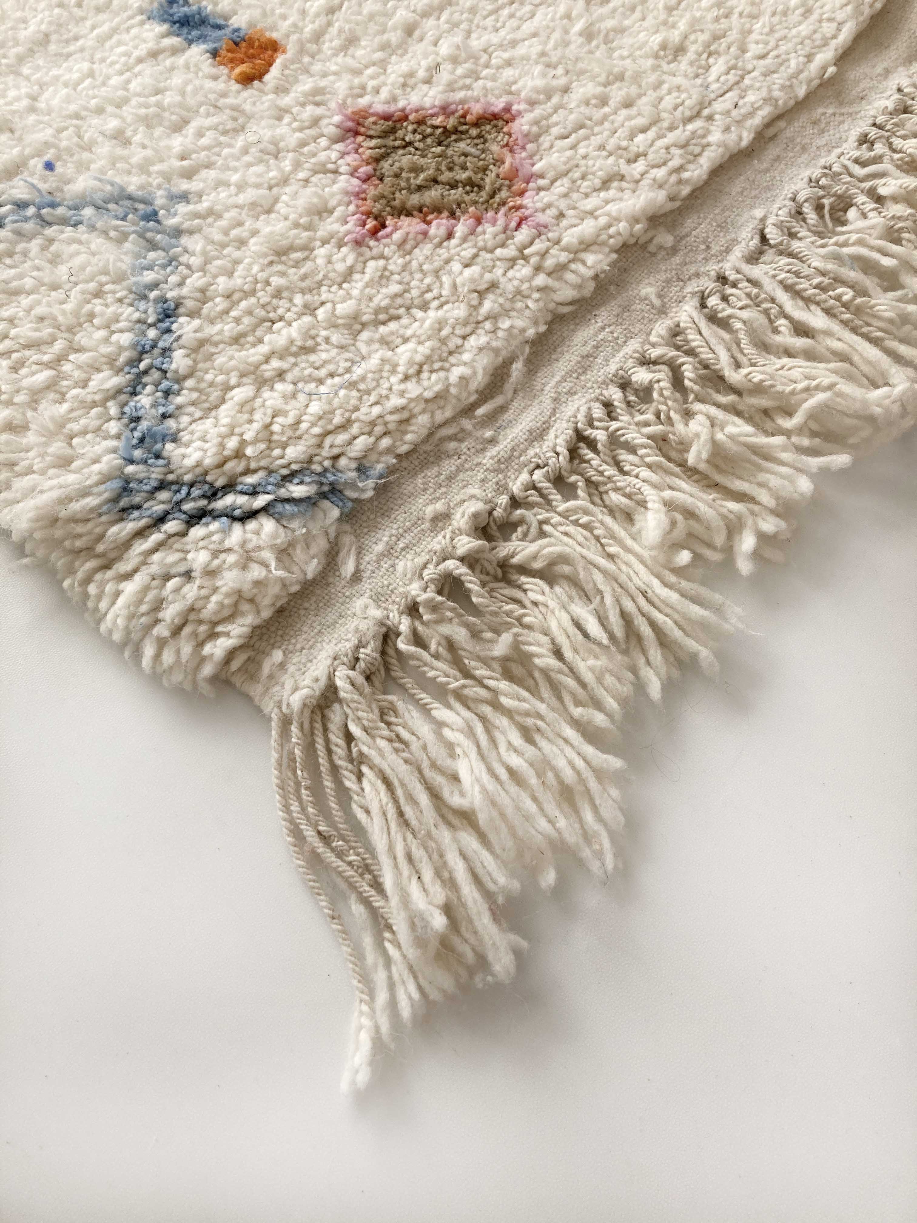 Moroccan Berber carpet Azilal ecru with small colored diamonds 275x212cm