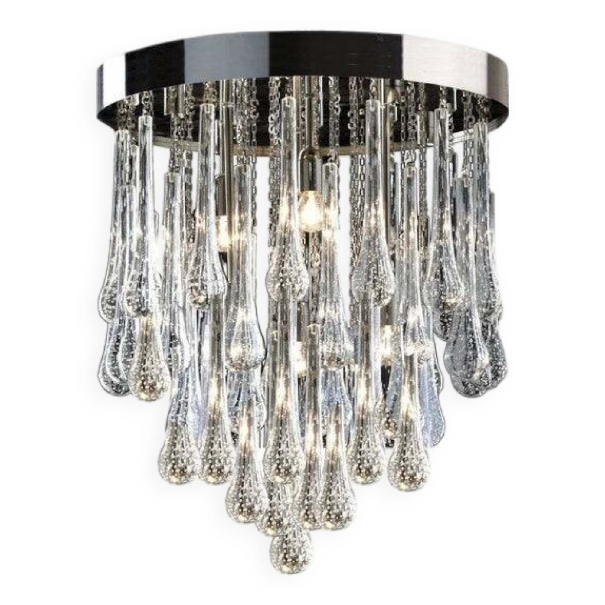 Contemporary Murano Glass Sputnik Chandelier Flush Mount, Mazzega Style