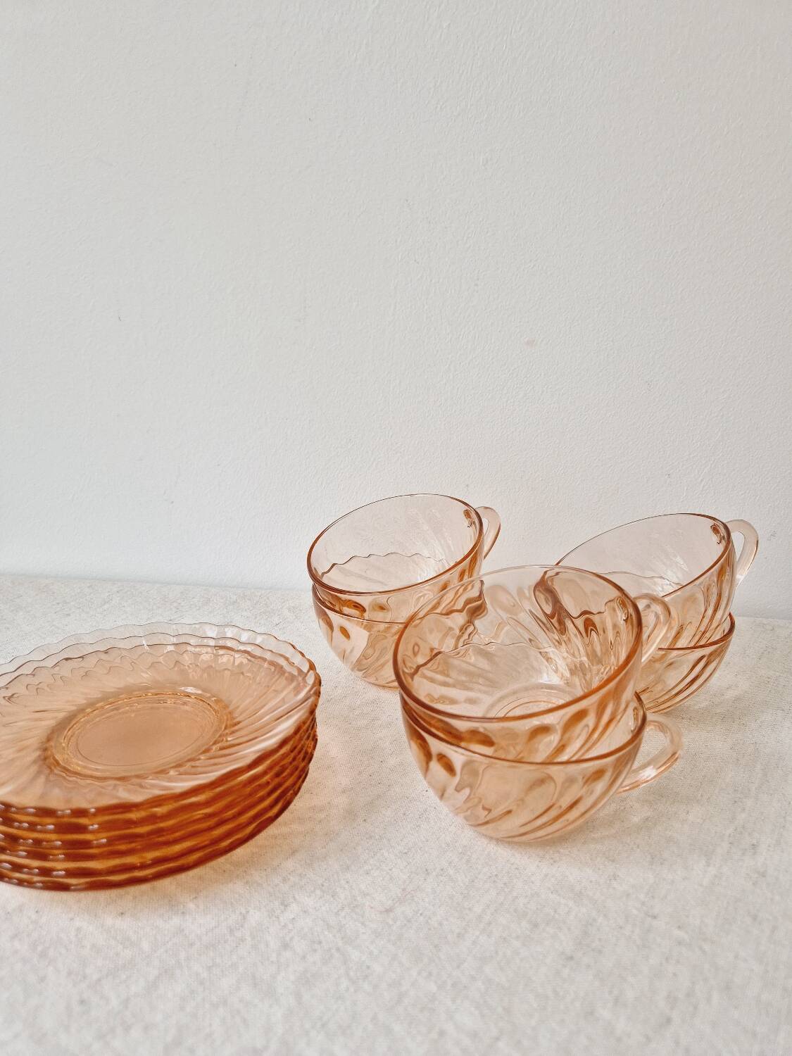 Set of 6 "Rosaline" coffee cups '70s - Arcoroc France vintage