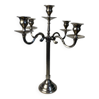 Five-light silver-plated candlestick