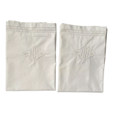 Pair of antique MM embroidered pillowcases