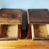 Pair of Italian bedside tables from the beginning of the 20th century in walnut