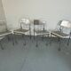 Chaises de salle à manger françaises Memphis Architectural en acier inoxydable, lot de 4, années 1980